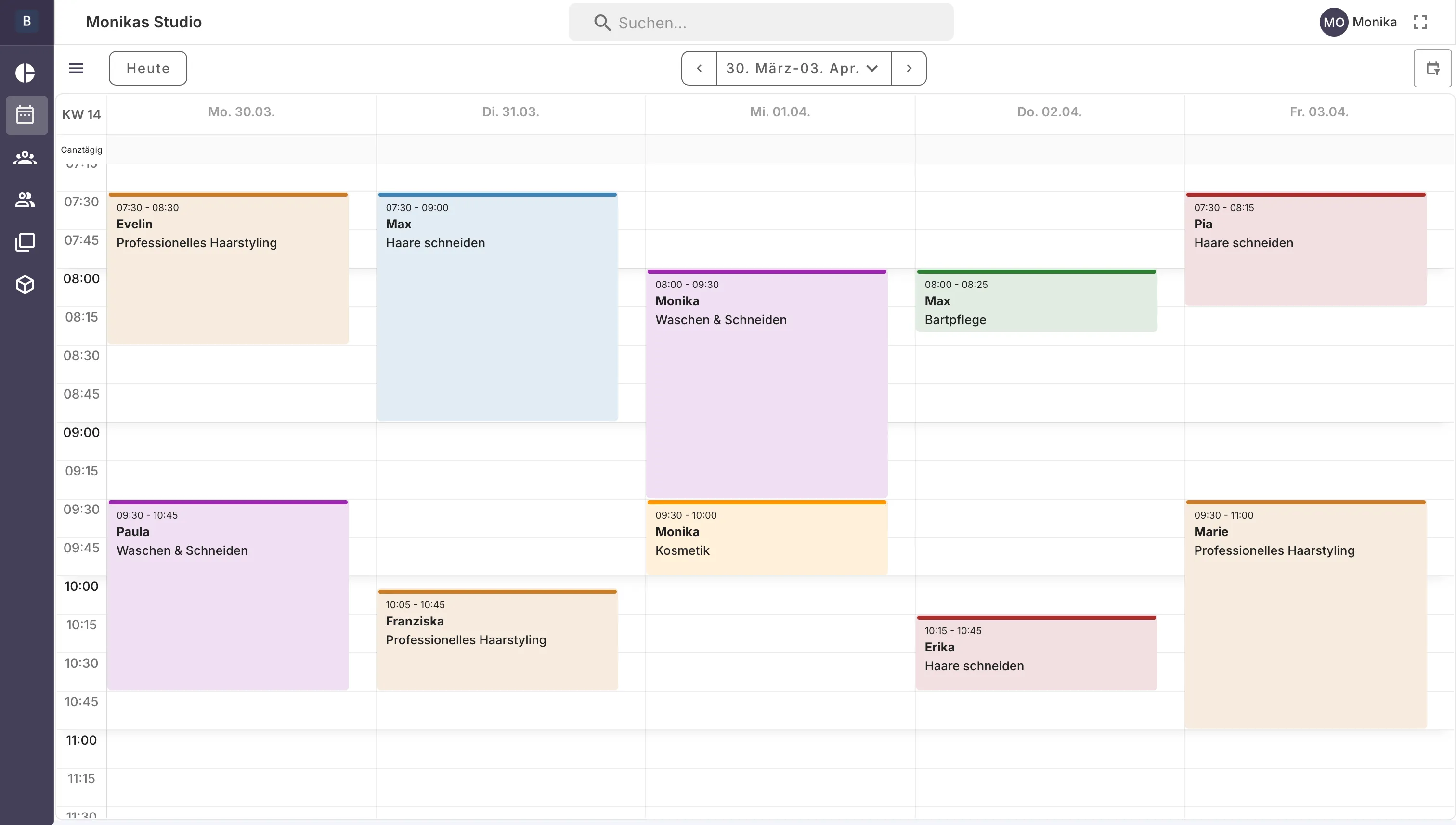 Bookily Terminsoftware mit Teamkalender und Terminübersicht